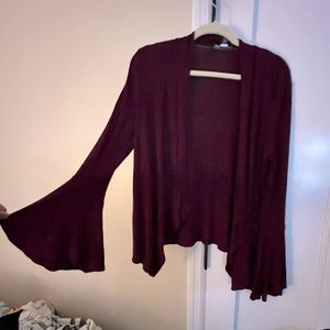 Maroon Bell Sleeve Cardigan
